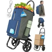 HOMECALL Einkaufstrolley klappbar Einkaufswagen 4-in-1 Utility Trolley Mit Kühltasche-58L, Einkaufswagen, Rucksack & Tragetasche in einem