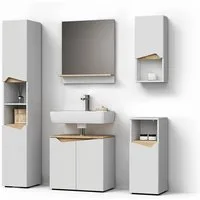Livinity® Badmöbel-Set Timavo, Weiß/Artisan-Eiche, 5 Teile, (5-St)