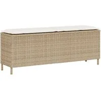 vidaXL Gartenbank Gartenbank mit Kissen Beige 110x30x40,5 cm Poly Rattan (1-St)