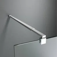 Boromal Duschwand-Stabilisationsstange Dusche Schwarz Chrom für 5-10mm Haltestange Duschwand 73-123cm, (Stabilisator 360° Drehbar, Rechteckig), für Walk In Duschwand Duschabtrennung Duschkabinen