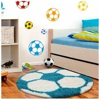 Ayyildiz Teppiche Kinderteppich Fun 6001, rund, Höhe: 30 mm, robuster Kurzflor, Fussball, Kinderzimmer