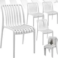 tectake Gartenstuhl Balkonstuhl, stapelbar, Belastbarkeit 110 kg, 47 x 58 x 80,5 cm (Terrassenstuhl Alcudia für Außen in Creme, 4 St), wetterfest und UV-beständig, pflegeleicht, rutschfeste Gummischoner