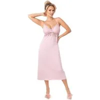 Donna Negligé Jasmine (Set, 1-tlg., 1-teilig) Damen Sleepshirt Neglige Schlafshirt Viskose Spitze Wadenlang