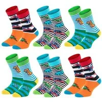 TippTexx 24 Socken 6 Paar bunte Kindersocken, sanfte Baumwolle, für Mädchen & Jungen (6 Paar) handgekettelte, weiche Naht
