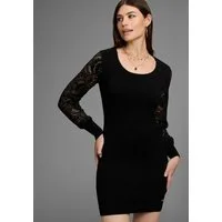 Bruno Banani Strickkleid aus Feinstrick mit edlen Spitzenärmeln