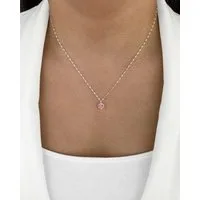 DANIEL CLIFFORD Kette mit Anhänger 'Belle' Damen Halskette Silber 925 Solitär Anhänger rosa Kristall (inkl. Verpackung), Silberkette Bohnenkette mit funkelndem Kristall-Anhänger