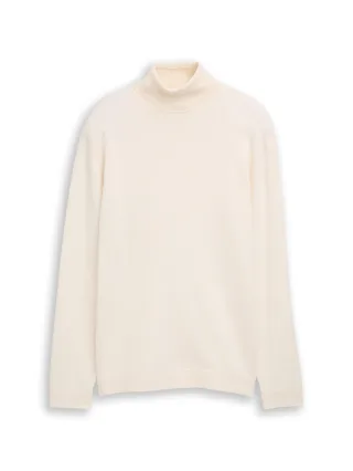 Tom Tailor - Rollkragenpullover aus Baumwolle Gardenia White - Gr. - XXL