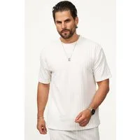 CARISMA T-Shirt mit Strickstruktur & Rundhals für Herren Kurzarm Shirt mit Crew-Neck Ausschnitt im Regular-Fit