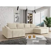 MIRJAN24 Wohnlandschaft Dante U Cord, mit Schlaffunktion und Bettkasten, 5 Sitzer, Symmetrisches U-Form