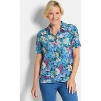 GOLDNER Hemdbluse Blusenshirt mit floralem Print Druckbluse mit Hemdkragen, Knopfleiste und Halbarm