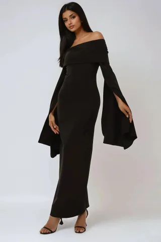 Exklusive Maßgeschneiderte Off-Shoulder Bodycon Maxikleid mit Schlitz