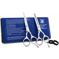 Haryali London Haarschere Friseurschere-Set 6,5 Zoll mit Etui, silberfarbener Edelstahl, (Set, 1x Schutzhülle, 1x Effilierschere, 1x Schneideschere), Professionelles Friseurscheren Set mit Etui & Silikonringen