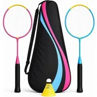 TK Gruppe Badmintonschläger Badminton Set mit 2 Schlägern, Badmintonball & Tragetasche – Federball