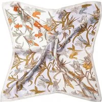 MayTree Seidentuch quadratisch,Lilien 53x53 cm, gold orange, Nickituch, Bandana-Schal, (Stück), 100% Seide