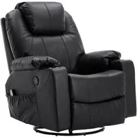 MCombo Relaxsessel MCombo Leder Massagesessel Relaxsessel 7050, manuell, mit Heizung, 360° drehbar und schwenkbar, Leder, Schwarz
