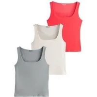 Next Shirttop Top mit eckigem Ausschnitt (3-tlg)