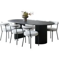 ebuy24 Essgruppe Kyoto Essgruppe Esstisch 100x210 cm Dunkelbraun un, (7-tlg)
