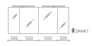 Pelipal Serie 25 Pelipal Spiegelschrank SDAES5016-I, B:1600, H:703, T:170mm SDAES5016-I
