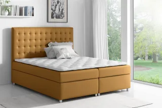 Boxspringbett Schlafzimmerbett CARIN Polyesterstoff Ockergelb 180x200cm