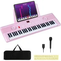 COSTWAY Home-Keyboard, Digital Piano, 61 Tasten, mit Ständer & Tragetasche, für Kinder