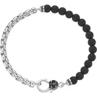 GIORGIO MARTELLO MILANO Armband Panzerkette, schwarzer Achat oder Perle, Silber 925
