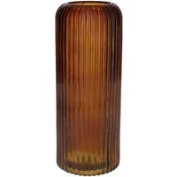 INNA-Glas Dekovase Dekovase ALBURGIS mit Rillen, Glas, orange-braun-klar, 25cm, Ø10cm
