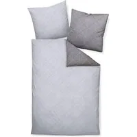 Janine Bettwäsche Palermo Janine Mako Satin Bettbezug geometrische Muster silber grau, Mako Satin, 2 teilig, Streifen gestreift Geschenke für Männer und Frauen geometrisch