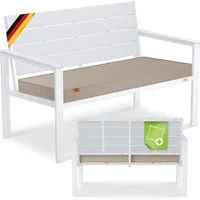 KESSER Gartenbank 2-Sitzer Balkonbank in Holzoptik bis 300 kg belastbar (Parkbank inkl. abnehmbarem & waschbarem Sitzpolster & Montagezubehör), UV-beständige Sitzbank für Garten, Terrasse & Balkon