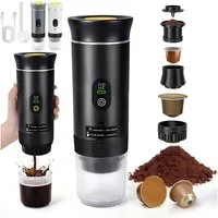 PRIISF Reisekaffeemaschine Tragbare Espressomaschine Kapselmaschine mit Akku Kaffeemaschine USB, mit LCD Bildschirm Brüher kompatibel gemahlenem Kaffee & NS-Kapseln Elektrische Selbsterhitzung Filterkaffeemaschine Portable Coffee Maker, für Familien,