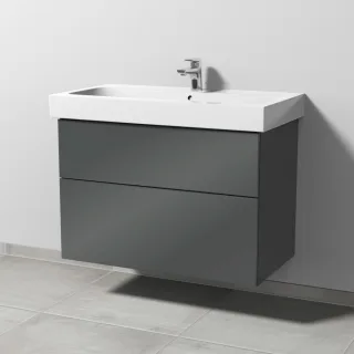 Sanipa 3way Waschtischunterbau zu Geberit iCon Waschtisch mit 2 Auszügen, Anthrazit-Glanz SF65279