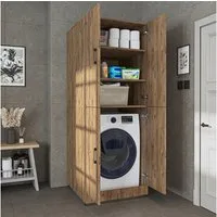 Roomart Waschmaschinenumbauschrank SERIE DORA II Waschmaschinenschrank 70 cm, 2 Größen in 5 Farben (für Waschmaschine & Trockner mit Regalböden, Waschmaschinenschrank für Waschmaschine & Trockner – 2 Höhen wählbar) 130 kg Belastbarkeit, 73,8 cm tief,