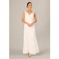 Adrianna Papell Abendkleid Flower Petal Bead Long Dress Bezauberndes Brautkleid aus Perlenstickerei und Mesh