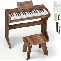 LALAHO Digitalpiano Kinder E-Piano 37 Tasten Kinder Klavier Komplett Set, Kinder-Keyboard,Kinderklavier aus Holz für ab 3 Jahren