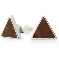 NaturSchatulle Paar Ohrstecker Triangle Light (Holzschmuck Holzohrringe, Holz Ohrringe), 925 Silber ⌀9mm Echtholz Nachhaltig Handmade in Germany