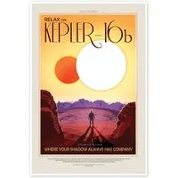 Posterlounge Wandbild Retro Space Travel - Kepler16b, NASA, erhältlich als Poster, Leinwandbild, Wandsticker oder Acrylglasbild