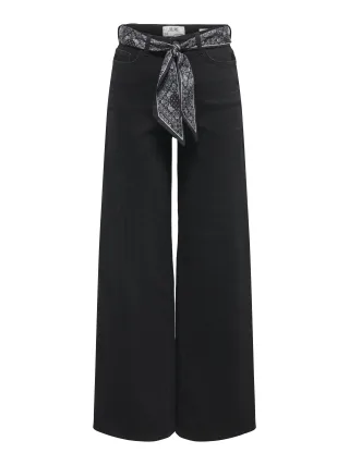 JDY - JDYVERA HW X-WID SCARF JEANS BLK DNM Black Denim - Gr. - 32