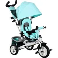 HOMCOM Dreirad 6-in-1 Kinderdreirad mit Schubstange, für 1-5 Jahre bis 25kg, Grün, abnehmbarem Verdeck, 5-Punkt-Sicherheitsgurt