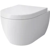 Alpenberger Dusch-WC Set - Hänge WC mit WC Sitz - Klo mit Bidet Funktion - Taharet WC, Toilette Wandmontage, Abgang Waagerecht, Wand WC Set Made in Europa, Hänge WC Spülrandlos WC mit Bidet Funktion - Passend Geberit