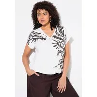 Ulla Popken T-Shirt T-Shirt Paisleymotiv Oversized V-Ausschnitt