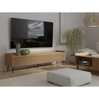 Compleo TV-Schrank dreitürig, Japandi design, Lamellenoptik MODE 180 cm breit
