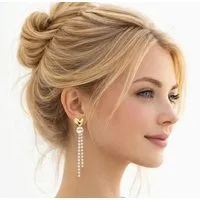 Ella Jonte Paar Ohrstecker, zierliche elegante Glitzer Strass Ohrringe gold Herz Wasserfall