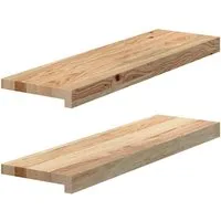 vidaXL Fensterbank Fensterbänke 2 Stk. Unbehandelt 70x20x2 cm Massivholz Eiche