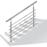 FIVMEN Treppengeländer Handlauf Edelstahl Geländer mit 2 Pfosten Brüstungsgeländer, 80 cm Länge, 5-tlg., für Treppen, Brüstung, Balkon