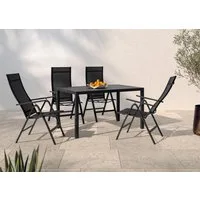 KONIFERA Garten-Essgruppe »Messina«, (Set, 5-tlg., 4x Sessel, Tisch 90x160x75 cm, Aluminium, Textilgewebe), Tisch 90x160x75 cm, 4 Stühle