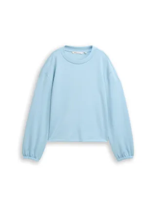 Denim Tom Tailor - Loose Fit Scuba Langarmshirt calm cloud blue - Gr. - S