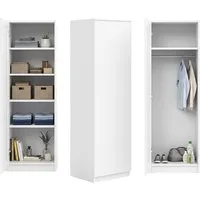 Home Collective Garderobenschrank Garderobe Mehrzweckschrank weiß 50cm Breite 180cm Höhe mit Kleiderstange und Extra-Fach, Kleiderschrank Organizer