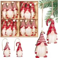 BRUBAKER Christbaumschmuck 12x Weihnachtsanhänger Wichtel - 8 cm Baumschmuck aus Holz - Gnom (12-tlg), Zwerge mit Bart und großer Nase - Holzanhänger Weihnachtsbaumschmuck