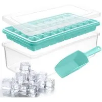 HAC24 Eiswürfelform Silikon Eiswürfelform Eiswürfelbehälter Eiswürfelbereiter, mit Deckel Behälter Schaufel für 36 Eiswürfel