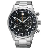 Seiko Quarzuhr SSB447P1, Herrenuhr Chronograph Stahl/Schwarz