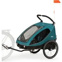 Hauck Fahrradkinderanhänger Dryk Duo, Ocean Green, für 2 Kinder, inkl. Buggy-Rad
